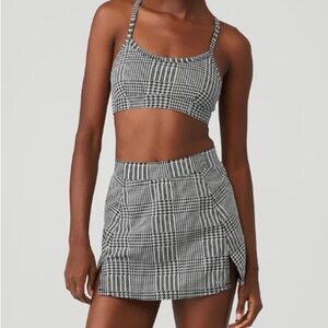ALO Yoga Set Jacquard Glenplaid Gratitude Bra and Tennis Skirt Large